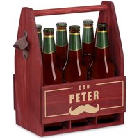 Maverton Bierträger Mit Gravur Für 6 Flaschen - Männerhandtasche Aus Holz Flaschenöffner Männer Geschenk Bier Geschenke von Maverton
