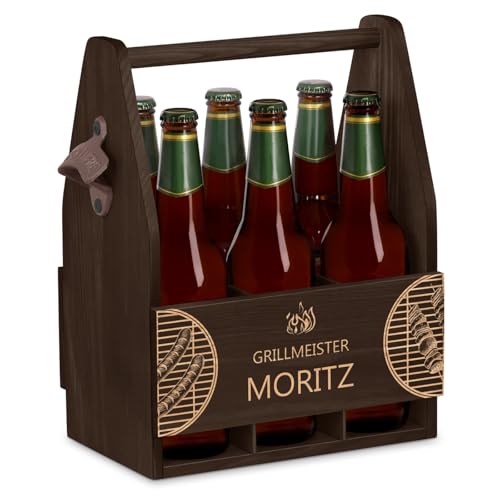 Maverton Bierträger für 6 Flaschen 0,5L mit Gravur - Männerhandtasche mit Flaschenöffner - Größe: 25x17x32cm - aus Holz - Geburtstagsgeschenk - personalisierte Geschenke für Männer Maverton Bierträger für 6 Flaschen 0,5L mit Gravur - Männerhandtasche mit Flaschenöffner - Größe: 25x17x32cm - aus Holz - Geburtstagsgeschenk - personalisierte Geschenke für Männer von Maverton