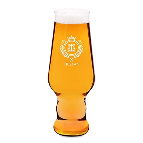 Maverton Craft Bier-Glas mit Gravur - personalisiert - 400 ml - mit Sockel - Bierglas für Kraftbiere - Geburtstagsgeschenk für Männer - Geschenkidee für Bierfans - Buchstabe von Maverton