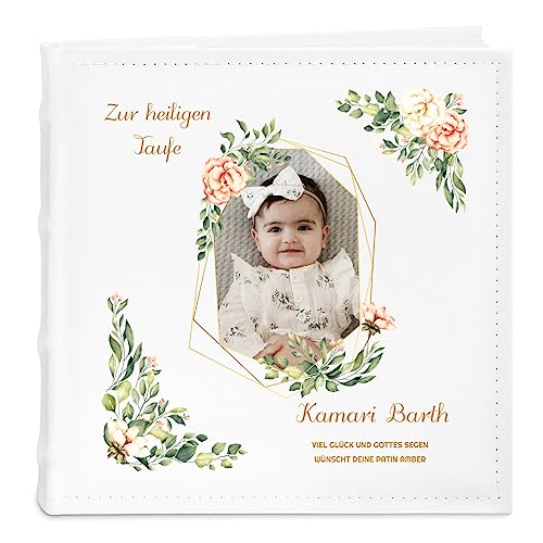 Maverton Einsteckalbum + mit Aufdruck - Fotoalbum für 200 Fotos 10x15-100 Seiten - Größe: 21x22cm - Weiß - Geschenk für Kind zur Geburt Taufe zum Geburtstag - Segen von Maverton