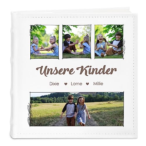 Maverton Einsteckalbum + mit Aufdruck - Fotoalbum für 200 Fotos 10x15-100 Seiten - Größe: 21x22cm - Weiß - Geschenk zur Hochzeit zum Hochzeitstag - Kinder von Maverton