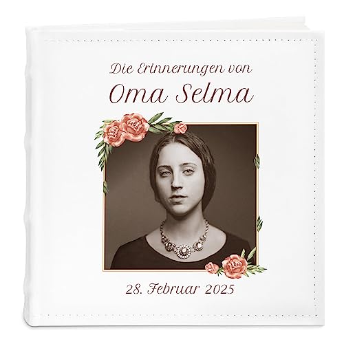 Maverton Einsteckalbum mit Aufdruck - Fotoalbum für 200 Fotos 10x15-50 Seiten - Größe: 21x22cm - Weiß - Geschenke für Frauen zum Geburtstag - personalisierte Geschenke von Maverton