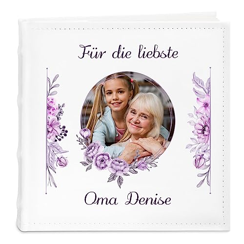 Maverton Einsteckalbum mit Aufdruck - Fotoalbum für 200 Fotos 10x15-50 Seiten - Größe: 21x22cm - Weiß - Geschenke für Frauen zum Geburtstag - personalisierte Geschenke von Maverton