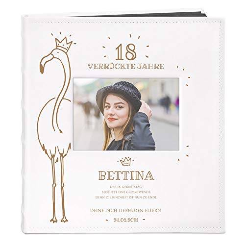 Maverton Fotoalbum zum Selbstgestalten mit Bildausschnitt mit Gravur - für 240 Fotos 10x15-60 schwarze Seiten - Größe 33x30cm - Weiß - personalisierte Geschenke - Geburtstagsgeschenk für Frauen von Maverton