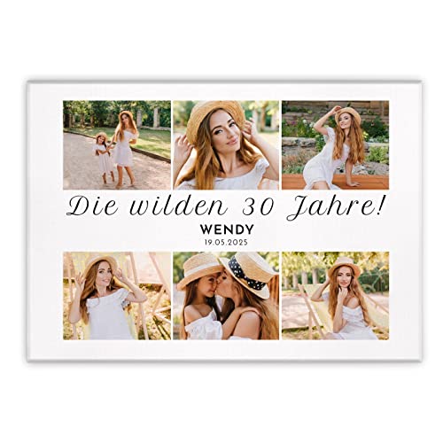 Maverton Fotoleinwand mit eigenem Foto - personalisiertes Fotocollage mit Holzrahmen - Größe 30x40 oder 50x70 - Wandbild auf Leinwand für für Mädchen - für Frauen - Jahrestag - 50 x 70 cm von Maverton