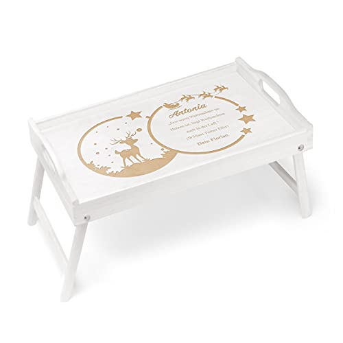 Maverton Frühstückstablett mit Gravur - personalisiert - Betttisch mit Griffen - klappbare Beine - erhöhter Rand - Weiß - zu Weihnachten - Rentier Maverton Frühstückstablett mit Gravur - personalisiert - Betttisch mit Griffen - klappbare Beine - erhöhter Rand - Weiß - zu Weihnachten - Rentier von Maverton