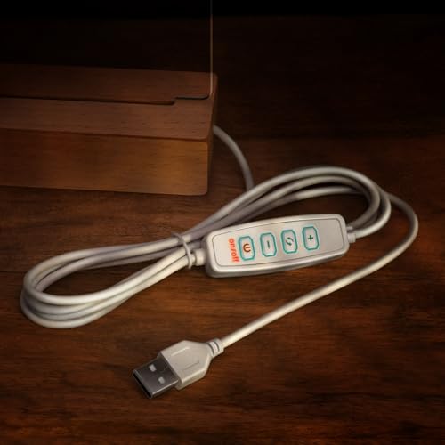 Maverton Holzständer für LED-Rahmen - Aufsteller für Acrylglas mit LED Beleuchtung in 3 Farben - inkl. 1,5m USB-Typ-A-Kabel - Größe: L von Maverton