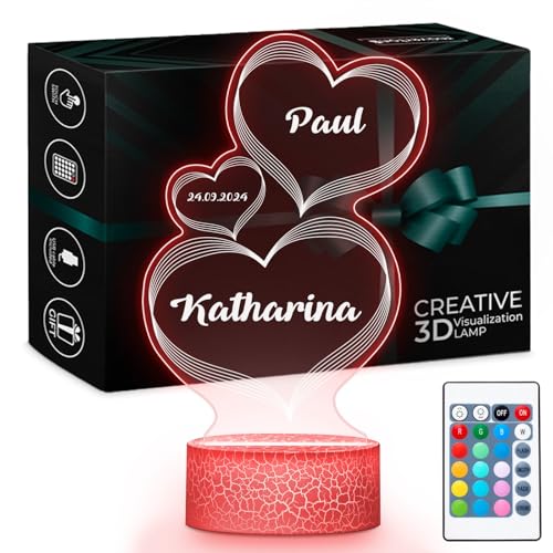 Maverton LED-Lampe - digitaler Bilderrahmen - Lichtsockel mit USB-Kabel - Romantik Paar Geschenke - Jahrestag Geschenk - Hochzeitsgeschenk - Personalisierte Geschenke Frauen und Männer - Deko Wohnzimm von Maverton