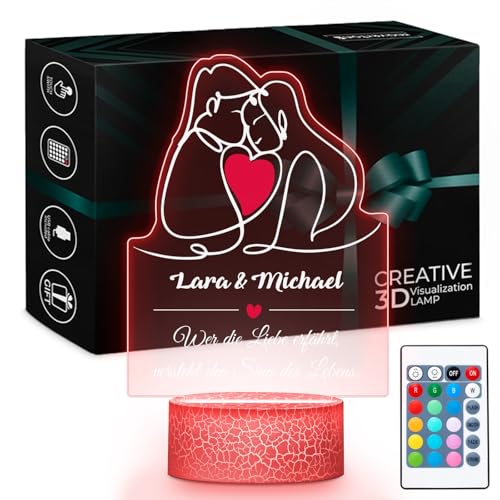 Maverton LED-Lampe - digitaler Bilderrahmen - Lichtsockel mit USB-Kabel - Romantik Paar Geschenke - Jahrestag Geschenk - Hochzeitsgeschenk - Personalisierte Geschenke Frauen und Männer - Deko Wohnzimm von Maverton