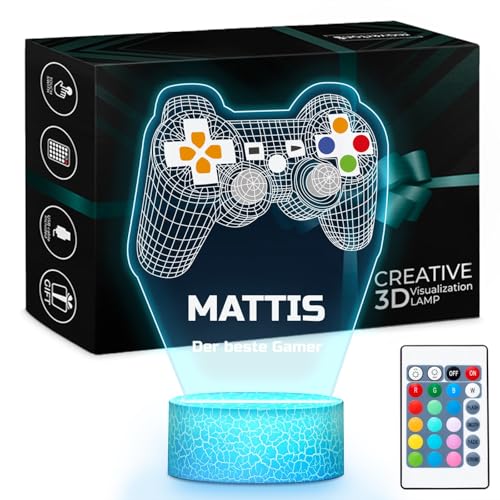 Maverton LED Nachttischlampe Kinder - Nachtlicht Kinder - digitaler Bilderrahmen mit Fernbedienung - Geschenk Junge - Personalisierte Geschenke für Jungen - Kinderzimmer Deko von Maverton