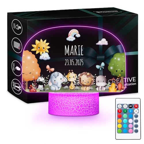 Maverton Personalisiertes LED Nachtlicht für Babys und Kinder - Geschenk zur Geburt, Geburtstag - Nachttischlampe für Mädchen von Maverton