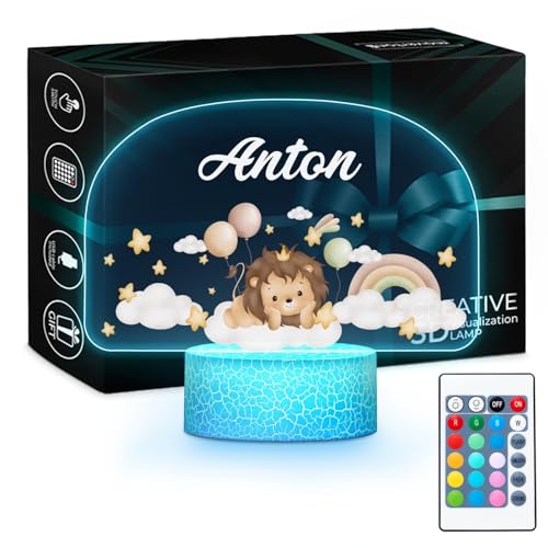 Maverton Personalisiertes LED Nachtlicht für Babys und Kinder - Nachttischlampe, Geschenk zur Geburt, Geburtstag - Für Mädchen von Maverton
