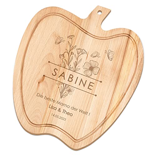 Maverton Schneidebrett Apfel mit Gravur - Größe: ca. 32x28cm - aus Buchenholz - Brotzeitbrett - Küchenbrett - für Frauen - zum Geburtstag - zu Weihnachten - Blumen Maverton Schneidebrett Apfel mit Gravur - Größe: ca. 32x28cm - aus Buchenholz - Brotzeitbrett - Küchenbrett - für Frauen - zum Geburtstag - zu Weihnachten - Blumen von Maverton