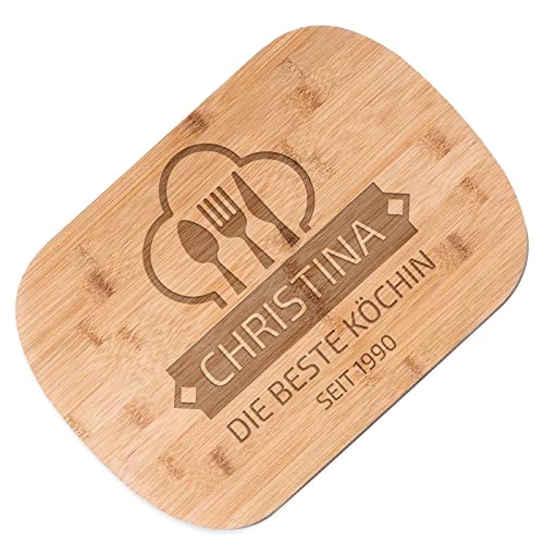 Maverton Schneidebrett mit Gravur - Brotzeitbrett aus Bambus - Küchenbrett - massiv und schnittfest - Größe: 35x25 cm - für Frauen - zum Geburtstag - zu Weihnachten - Besteck Maverton Schneidebrett mit Gravur - Brotzeitbrett aus Bambus - Küchenbrett - massiv und schnittfest - Größe: 35x25 cm - für Frauen - zum Geburtstag - zu Weihnachten - Besteck von Maverton