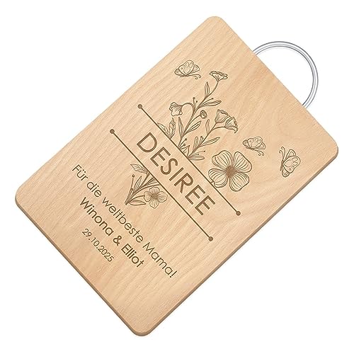 Maverton Schneidebrett mit Gravur - Brotzeitbrett mit Metallgriff - personalisiertes Küchenbrett aus Buchenholz - Holzbrett mit Wunschmotiv für Frauen - Größe: 32x18 cm - Blumen Maverton Schneidebrett mit Gravur - Brotzeitbrett mit Metallgriff - personalisiertes Küchenbrett aus Buchenholz - Holzbrett mit Wunschmotiv für Frauen - Größe: 32x18 cm - Blumen von Maverton