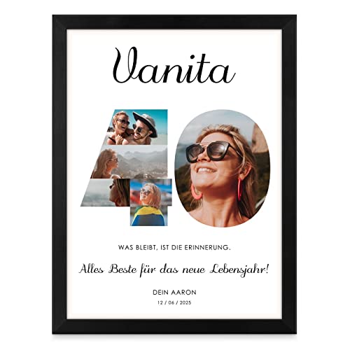 Maverton Wandbildposter mit eigenem Foto 30x40cm + schwarze Holzrahmen - Fotowand mit Wunschmotiv zum Aufstellen und Aufhängen - Wandbild-Collage für Mädchen und Frauen - Erinnerung von Maverton