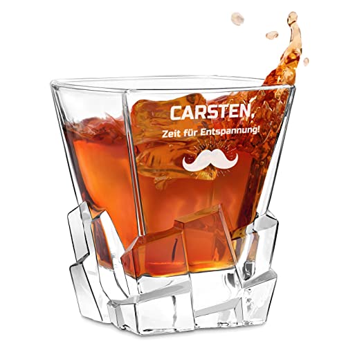 Maverton Whiskey Glas mit Gravur - 330ml personalisiert - edles Kristallglas - zum Jubiläum - für Männer & Scotchgenießer - Whiskyglas mit luxuriösem Design - Entspannung von Maverton