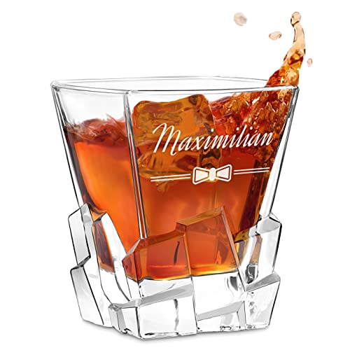 Maverton Whiskey Glas mit Gravur - 330ml personalisiert - edles Kristallglas - zum Jubiläum - für Männer & Scotchgenießer - Whiskyglas mit luxuriösem Design - Name von Maverton