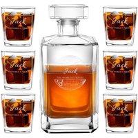 Maverton Whiskey Karaffe 700 Ml + Whisky Gläser Set Mit Gravur 250 - Männer Geschenk Zum Geburtstag Dekanter -Personalisiert von Maverton