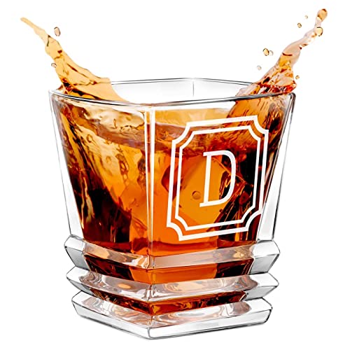 Maverton Whisky Glas mit Gravur 280 ml - Whiskyglas mit effektvollem Design - edles Kristallglas für Mann & Whiskygenießer - Bourbon Glas zum Geburtstag - zu Weihnachten - Monogramm von Maverton