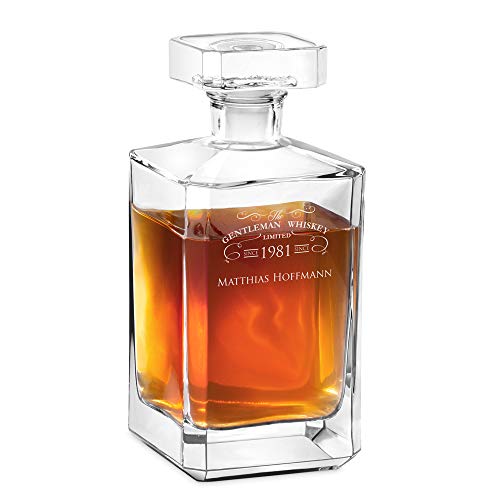 Maverton Whisky Karaffe mit Gravur - Whisky Dekanter - 700ml - Geschenk zum Geburtstag für Männer - Gentleman Whiskey von Maverton