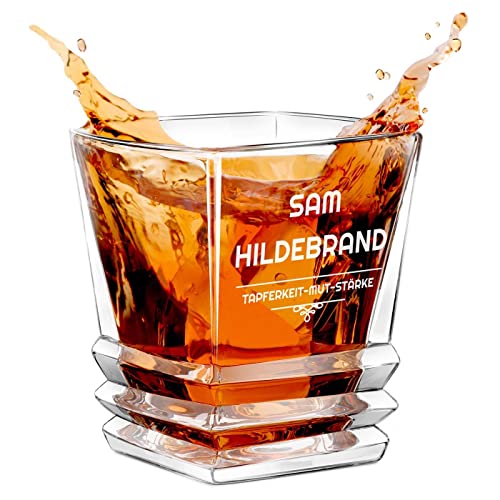 Maverton Whiskyglas mit Gravur 280 ml - Whisky Glas mit effektvollem Design - edles Kristallglas für Männer & Whiskygenießer - Whiskey Glas zum Geburtstag - zum Vatertag - Mut von Maverton