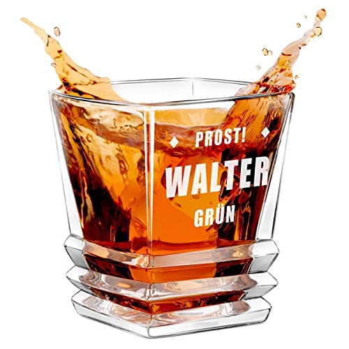 Maverton Whiskyglas mit Gravur 280 ml - Whisky Glas mit effektvollem Design - edles Kristallglas für Männer & Whiskygenießer - Whiskey Glas zum Geburtstag - zum Vatertag - Prost! von Maverton