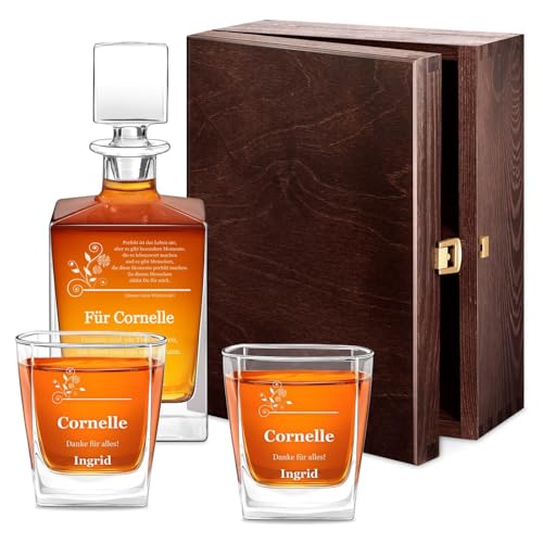 Maverton Whiskykaraffe 810 ml + 2/4 / 6 Whiskygläser mit Gravur - graviertes Whisky Dekanter Set - Glaskaraffe mit Gläsern für Whisky Genießerin - Whiskey Set für Frauen - Blumen Motiv Maverton Whiskykaraffe 810 ml + 2/4 / 6 Whiskygläser mit Gravur - graviertes Whisky Dekanter Set - Glaskaraffe mit Gläsern für Whisky Genießerin - Whiskey Set für Frauen - Blumen Motiv von Maverton