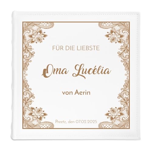 Maverton personalisiertes Photo Album zum Einstecken 10x15 cm - Fotoalbum mit Gravur für 500 Fotos - Geburtstagsgeschenk für Frauen und Männer - 33x33cm von Maverton