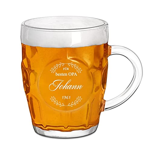 Maverton traditioneller Bierkrug mit Gravur - personalisiertes Bierglas 500 ml mit Henkel für Männer - Bierseidel für Biertrinker - zum Geburtstag - zu Weihnachten - Danksagung von Maverton