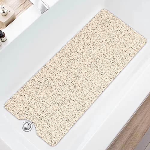 Duschmatte rutschfest waschbar, 100 x 40 cm Anti-Schimmel | Schnell trocknend | Luffa Massage | Weich Komfort Duschmatten Badewannenmatte mit Ablauf, PVC Luffa Badematte für Nassbereiche von Mavicen