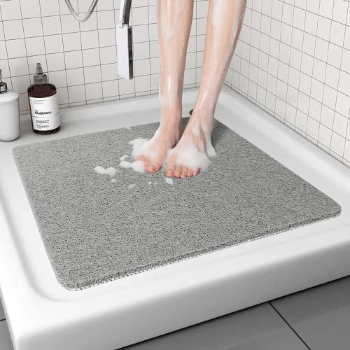 Duschmatte rutschfest waschbar, 60 x 60 cm Anti-Schimmel | Schnell trocknend | Luffa Massage | Weich Komfort Duschmatten Badewannenmatte mit Ablauf, PVC Luffa Badematte für Nassbereiche von Mavicen