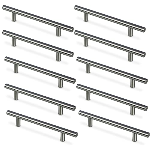 Mavö 10 Stück Stangengriffe 128mm Lochabstand Edelstahl-Optik Möbelgriff Relinggriffe silber Reli von Mavö