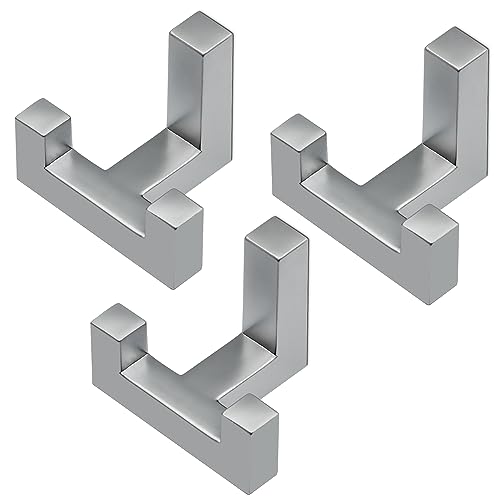 Mavö Haken 3 Stück Wandhaken Silber Doppelhaken Kleiderhaken Tetris Garderobenhaken klein Oleg Chrom matt von Mavö