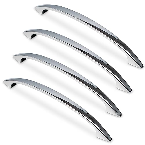 Mavö 4 Stück Griffe Schubladengriff Möbelfront Möbelgriff Schrankgriff 128mm Bono (Chrom poliert) von Mavö