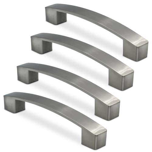 Mavö 4 Stück Küchengriffe Schubladengriff Möbelgriff Schrankgriff Griff Türgriff Küche Kunststoff silber Trend 128mm (Edelstahloptik) von Mavö