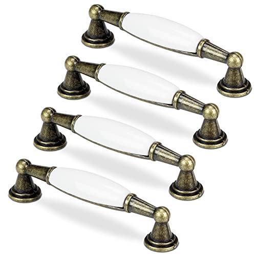 Mavö 4 Stück Möbelgriff 96mm Lochabstand, Griff für Möbel Schrankgriff gold Porzellan Griff Küchengriff Vintage Altgold Vada.2 von Mavö