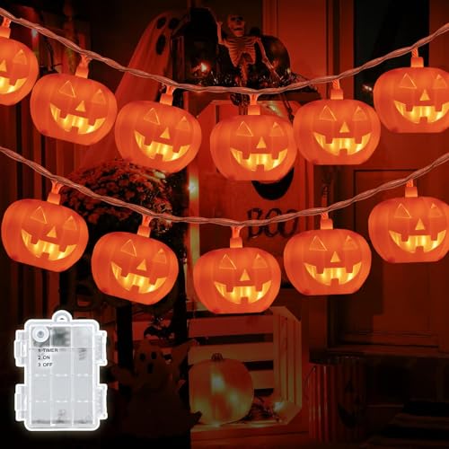 Mavouri Halloween Lichterkette Kürbis Deko 8 Modi, 3M 30LED Kürbis Lichterkette Batterie, Halloween Deko Innen Outdoor Wasserdicht Kürbisse Lichterketten für Halloweenparty, Fenster, Tür & Wanddeko Mavouri Halloween Lichterkette Kürbis Deko 8 Modi, 3M 30LED Kürbis Lichterkette Batterie, Halloween Deko Innen Outdoor Wasserdicht Kürbisse Lichterketten für Halloweenparty, Fenster, Tür & Wanddeko von Mavouri