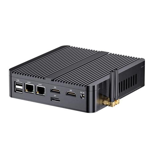 Mavsloly Lüfterloser Mini PC, Industrie PC mit N100 Prozessor (4C/4T, max. 3,4GHz), 16GB RAM, 512GB SSD, Dual LAN, 2X HDMI, 1x DisplayPort, Dreifach Display, WiFi 6, 2X COM RS232, Windows 11 Pro von Mavsloly