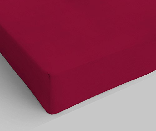 MB Home Italy Spannbettlaken Max Color, 100% Baumwolle, Bordeaux, Doppelbett von Italian Bed Linen