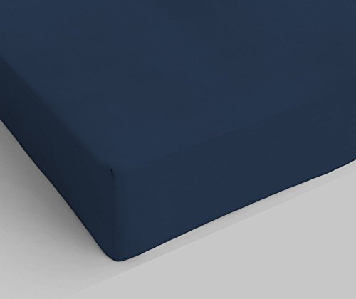 Max Color Spannbettlaken, 100% Baumwolle, Dunkelblau, Doppelbett von Italian Bed Linen