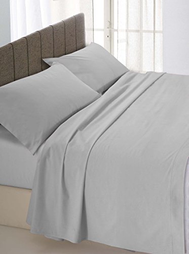 Italian Bed Linen Spannbettlaken Max Color, 100% Baumwolle, Hellgrau, Doppelbett von Italian Bed Linen
