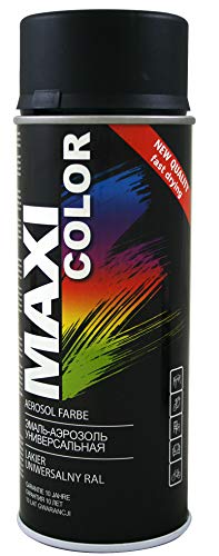 MAXI COLOR NEW QUALITY Sprühlack Lackspray 400ml Universelle Farbe RAL 9005 matt Sprühlack Schwarz Matt schnell trocknender Sprühfarbe von max COLOR