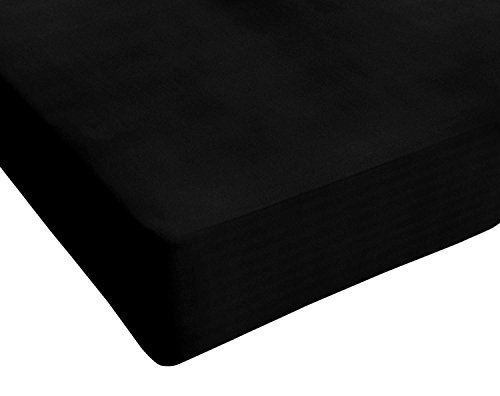 Max color 2PMX Betttuch 25cm Ecke, 100% Baumwolle, Schwarz, maxy Doppelte von Italian Bed Linen