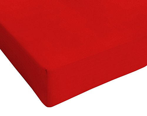 Max color 1PMFR Betttuch 25cm Ecke, 100% Baumwolle, Rot, french size kleine Doppelte von Italian Bed Linen
