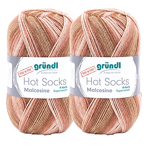 Max Gruendl, Hot Socks Malcesine 4-fach, Wolle (75% Schurwolle (superwash), 25% Polyamid) (2 Knäuel, kamel multicolor) von Max Gründl