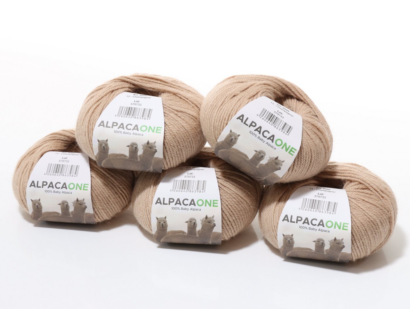 Max Lindner, AlpacaOne : 100 % Alpakawolle zum Stricken und Häkeln, Häkelwolle, 112,00 m (5-Knäuel im Paket á 50 g), einzigartige Luxuswolle aus 100% Baby Alpaka von Max Lindner