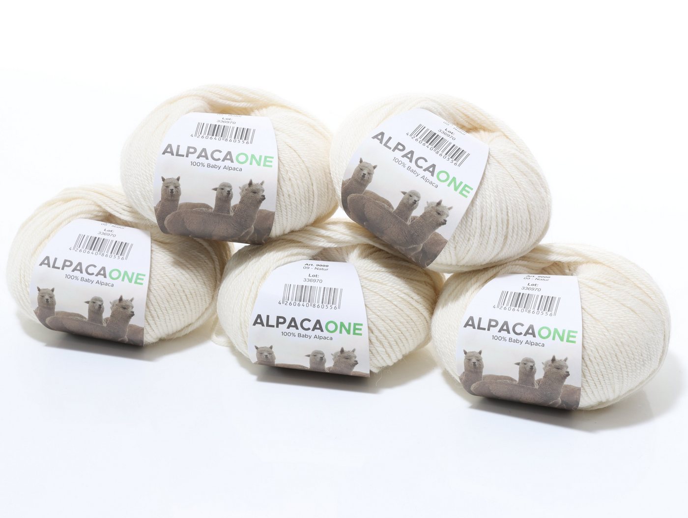 Max Lindner, AlpacaOne : 100 % Alpakawolle zum Stricken und Häkeln, Häkelwolle, 112,00 m (5-Knäuel im Paket á 50 g), einzigartige Luxuswolle aus 100% Baby Alpaka von Max Lindner