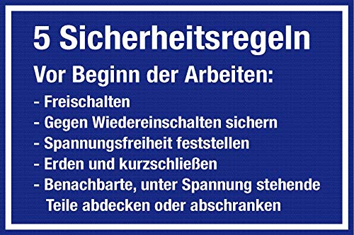 Aushang am Arbeitsplatz - 5 Sicherheitsregeln - Aluminium - 20 x 30 cm Aushang am Arbeitsplatz - 5 Sicherheitsregeln - Aluminium - 20 x 30 cm von Max Systems