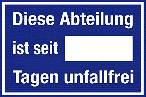 Aushang am Arbeitsplatz - Abteilung unfallfrei - Kunststoff - 20 x 30 cm Aushang am Arbeitsplatz - Abteilung unfallfrei - Kunststoff - 20 x 30 cm von Max Systems